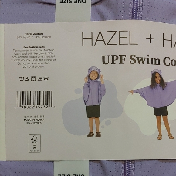NWT Hazel + Harper Kid's UPF Swim Coverup One Size (2T-4T) - Picture 5 of 5